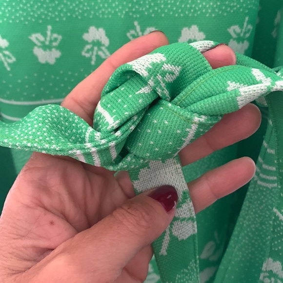 Super cute green flower vintage 70s tank top dress with belt - Picture 13 of 17